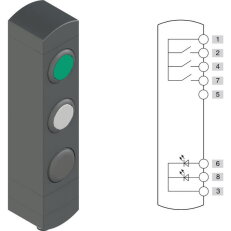 Ovládací jednotka BN 3 prvky (konfigurace A86) Konektor M12, 8 pólů, IP65