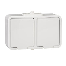 Schneider E070120 Serie C, Nt 230H-Bílá, Zásuvka dvojnásobná16A/230V 2x2P+PE