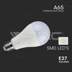 LED Bulb 15W A65 ?27 Thermoplastic 3000K                  VT-2015, SKU214453