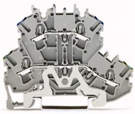 Dvoupatrová svorka, Svorka pro ochranný vodič/průchozí svorka, 2,5mm2, šedá
