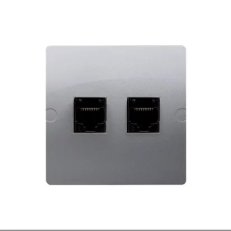 Telefonní zásuvka RJ11 + počítačová zásuvka RJ45 kat. 5e, stříbrná matná