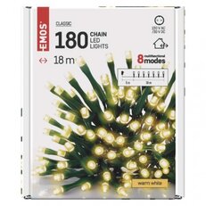 LED vánoční řetěz, 18 m, venkovní i vnitřní, teplá bílá, programy EMOS D4AW07