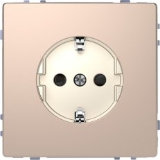 Zásuvka Merten D-Life 250V/16A SCHUKO clonky bezšroubová kov Brushed Gold