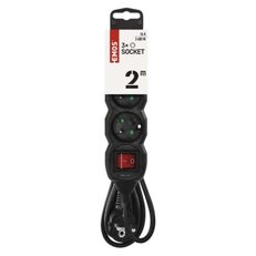 Prodlužovací kabel 2 m 3 zásuvky s vypínačem černý PVC 1mm2 EMOS PC1312