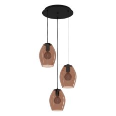Závěsné svítidlo ESTANYS 1 3xE27 černá/hnědá-transparent 120W IP20 EGLO 390161