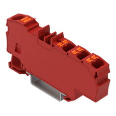 Distribuční svorka, s ovládacím tlačítkem, 1× 6 mm2 / 6× 1,5 mm2, Červená