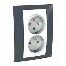 Unica Plus Zásuvka dvojnásobná 16A/230V 2x2P+PE Slate/Polar MGU63.065.877