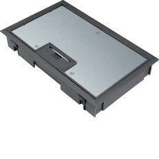 Odklápěcí kryt Q08 pro 4 přístoje, podlaha 5 mm, polyamidový rám, černý