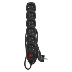 Prodlužovací kabel 1,5 m 6 zásuvek s vypínačem černý PVC 1,5mm2 EMOS PC1621R