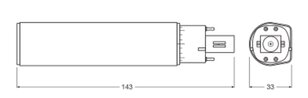 Světelný zdroj LEDVANCE DULUX LED D/E HF & AC MAINS V 7W 830 G24Q-2