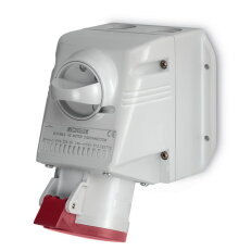 Nástěnná zásuvka s vypínačem SCAME OPTIMA šikmý box 3P+N+E 32A 6h/380-400V IP54