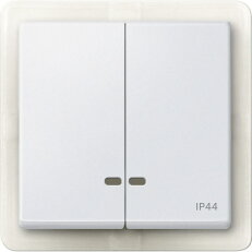 Dvojitá klapka, Merten System M, s průzorem, IP44, polar white, matný plast