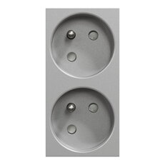 Zásuvka NOVÁ UNICA dvojitá 45o 250V/16A 2x2P+E, clonky, bezšroubová, Aluminium