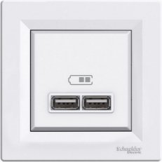 Asfora 2xUSB nabíjecí konektor 2.1A, bílá SCHNEIDER EPH2700221