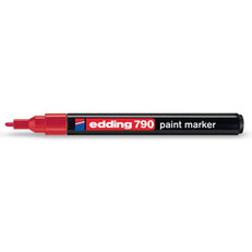 Permanentní pero, lakový popisovač s kulatým hrotem 2-4mm EDDING 790 rudá