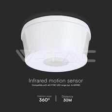 1000W Infrared Motion Sensor 360'D White Body, V-TAC SKU23162