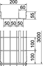 OBO GRM-T 55 200 G Mřížový žlab GRM s 1 přepážkou 55x200x3000 Ocel galv. zinek