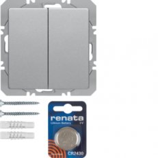 KNX RF tlačítko 2-násobné bateriové ploché, quicklink, Q.x, stříbrná sametová
