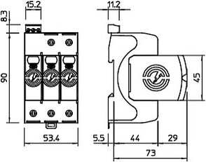 OBO V20-3+FS-280 Svodič přepětí typ 2 3P 40kA(8/20),DS 280V
