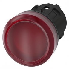 světelná signálka, 22 mm, kulatá, materiál: plast, barva: červená, čočka, hladká