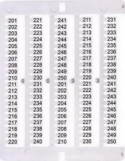 Označovací štítky ES-NU0851201 s potiskem čísel 201-250 ETI 003903081