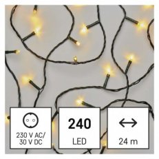 LED vánoční řetěz, 24 m, venkovní i vnitřní, teplá bílá, programy EMOS D4AW08