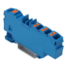Distribuční svorka, s ovládacím tlačítkem, 1× 6 mm2 / 6× 1,5 mm2, Modrá
