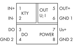 Měřicí transformátor teploty pro senzory KTY, 24 V DC světle šedá WAGO 857-820