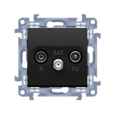 Anténní zásuvka R-TV-SAT průchozí útlum:10dB černá matná :3021 CASP.01/49