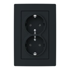 Dvojzásuvka ABB ZONI s clonkami, bezšroub., matná černá / bílá 5522T-C03458 137