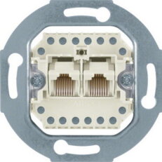Zásuvka datová, 2xRJ 45, UTP, Cat.3, modul přístroje, bílá HAGER WDF41083