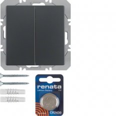 KNX RF tlačítko 2-násobné bateriové ploché, quicklink, Q.x, antracit sametová