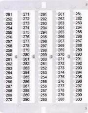 Označovací štítky ES-NU0851251 s potiskem čísel 251-300 ETI 003903082