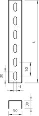 OBO US 3 100 FS Profil U třístranně děrovaný 50x30x1000 Ocel pásově zinkováno