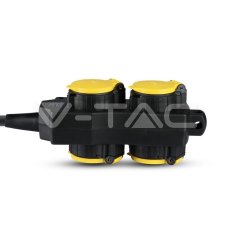 4 Ways Socket 3G 1.5MM*3M IP44 Black+Yel