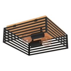 Stropní svítidlo CIDRAZ CIDRAZ 2xE27 černá/dřevo 80W IP20 EGLO 390163