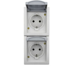 Nástěnná zásuvka SCHUKO dvojitá, vertikální, IP54 SCHRACK EV211013--