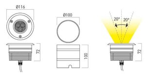 XGROUND RGB REC. FIXTURE 3x3W 12V DC RGB