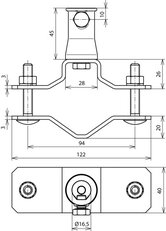 Třmen na trubku D 48-60mm nerez s objímkou odlitek Zn, D 16mm pro DEHNiso 106352