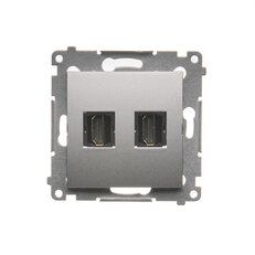 Dvojitá zásuvka HDMI, stříbrná matná metalizované DGHDMI2.01/43