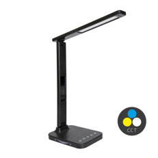 LED stolní lampa 8W, stmív., 5CCT, 500lm, USB 1A/5V, černá ECOLITE LU19AC-CR
