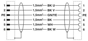 Zástrčka oboustranně zastříknutá plastem K-5E-M23 M9/010-C02/M23 F8 1618966