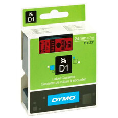 S0720970 53717 DYMO páska D1 plastová 24mm,černý tisk/červený podklad,návin 7m