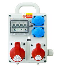Zásuvková rozvodnice 1x3253+1x1653+2x230V s držákem, jištěná, IP44 ROS-I 1603 D