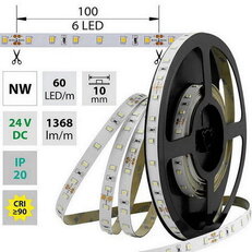 LED pásek SMD2835 NW, 60LED/m, 14,4W/m, 1368lm/m, IP20, DC 24V, 10mm, 5m
