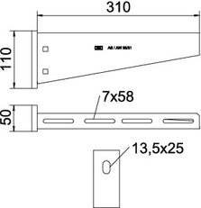 Nástěnný výložník OBO AW 55 31 FT B310mm Ocel žár.zinek