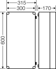 Mi-prázdná skříň, vestavný rozměr 275x575x146mm, neprůhledné víko HENSEL MI 9401
