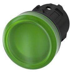 světelná signálka, 22 mm, kulatá, materiál: plast, barva: zelená, čočka, hladká