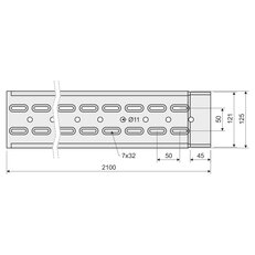 Kabelový žlab 100x125x0,70 sendzimir, děrovaný (Mars) KOPOS NKZI 100X125X0.70_S