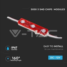 LED Module 3SMD Chips SMD5050 Red IP67,